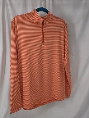 Southern Tide Men's Medium Tide to Trail 1/4 zip performance striped pullover